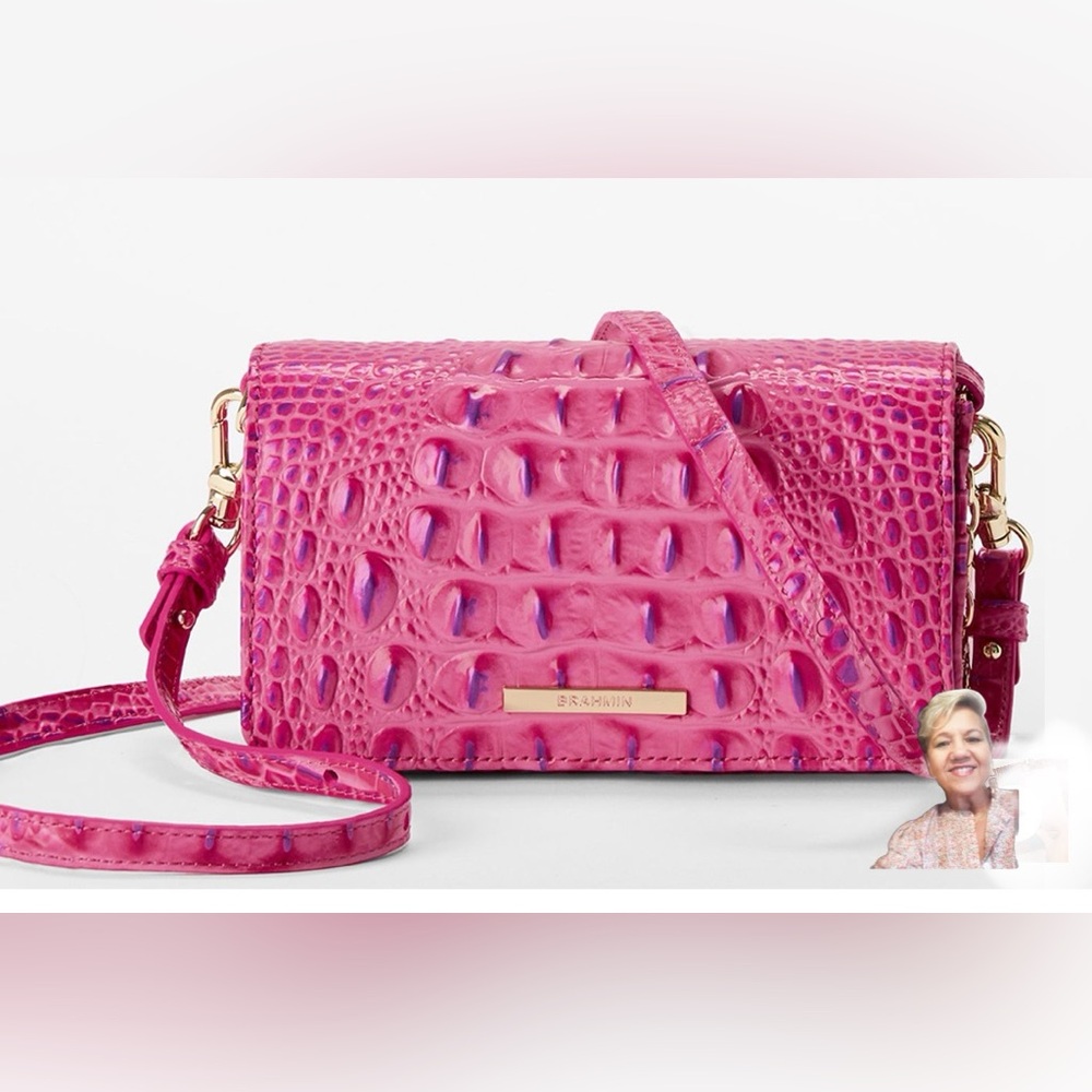 Brahmin Phlox Pink Melbourne Minuette Handbag AND Matching Addy Wallet NWT - Picture 3 of 13